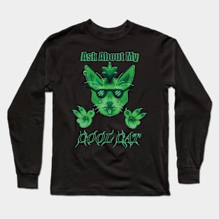 Green Ask About My Cool Cat Long Sleeve T-Shirt